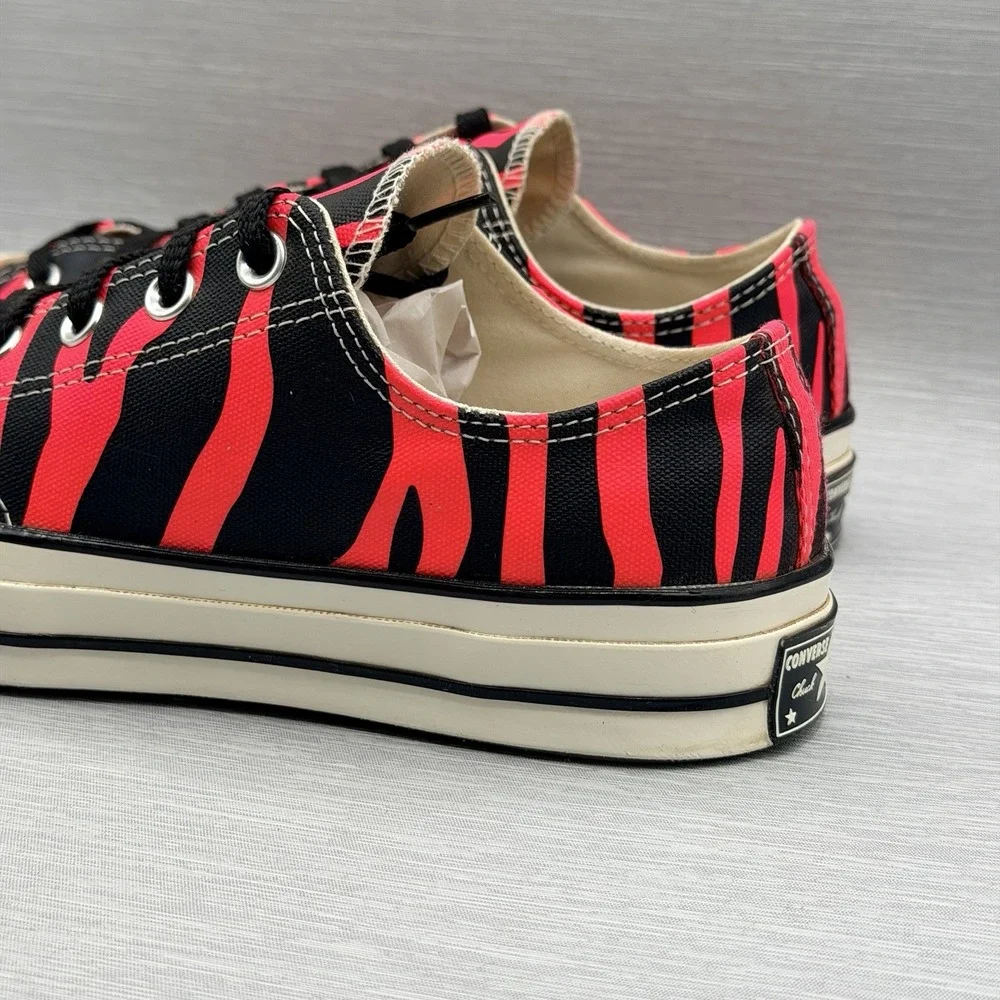Converse Chuck 70 Men's 10 Black Zebra Print Low Top Sneakers Red A04516C